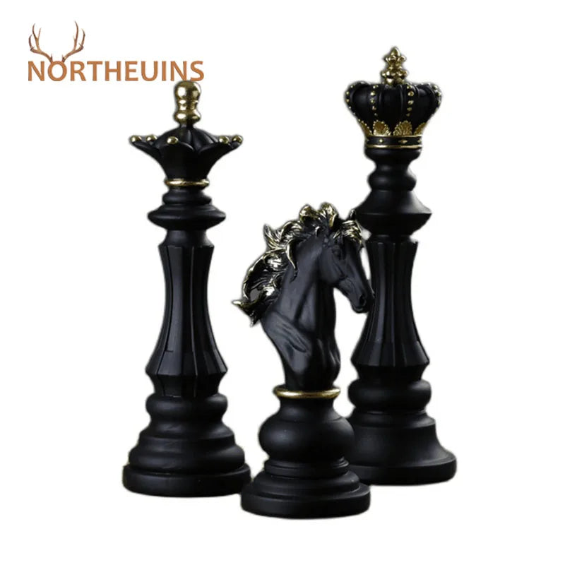 Elegant Chess Resin Sculptures