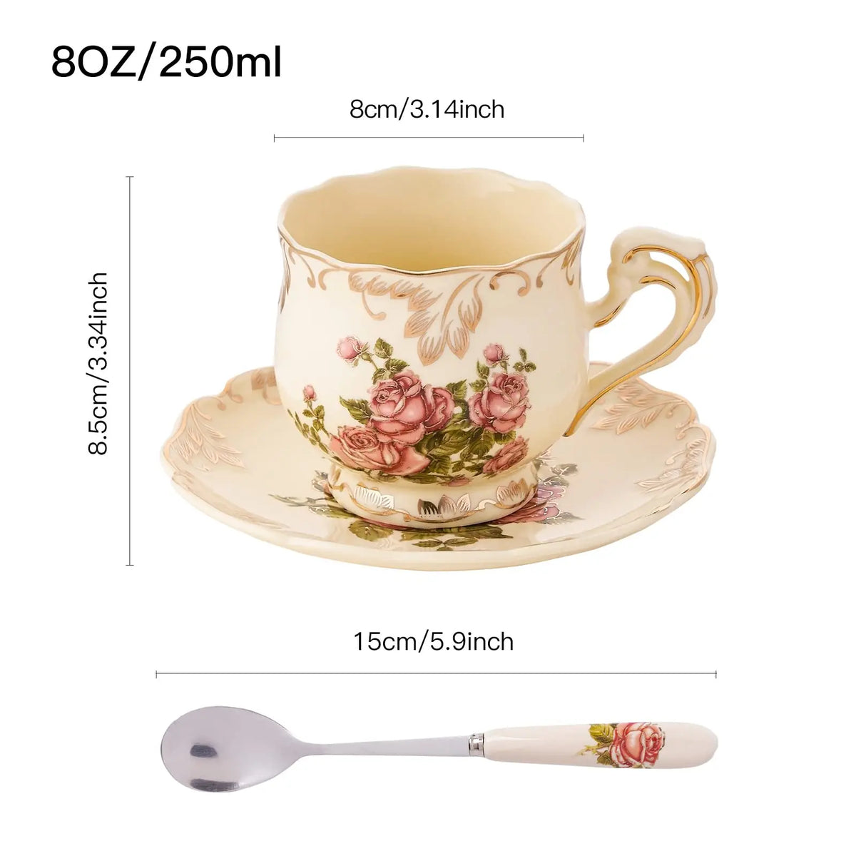 Elegant Ivory Floral Tea Set