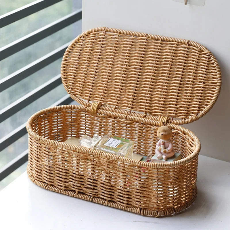 Boho Rattan Storage Basket