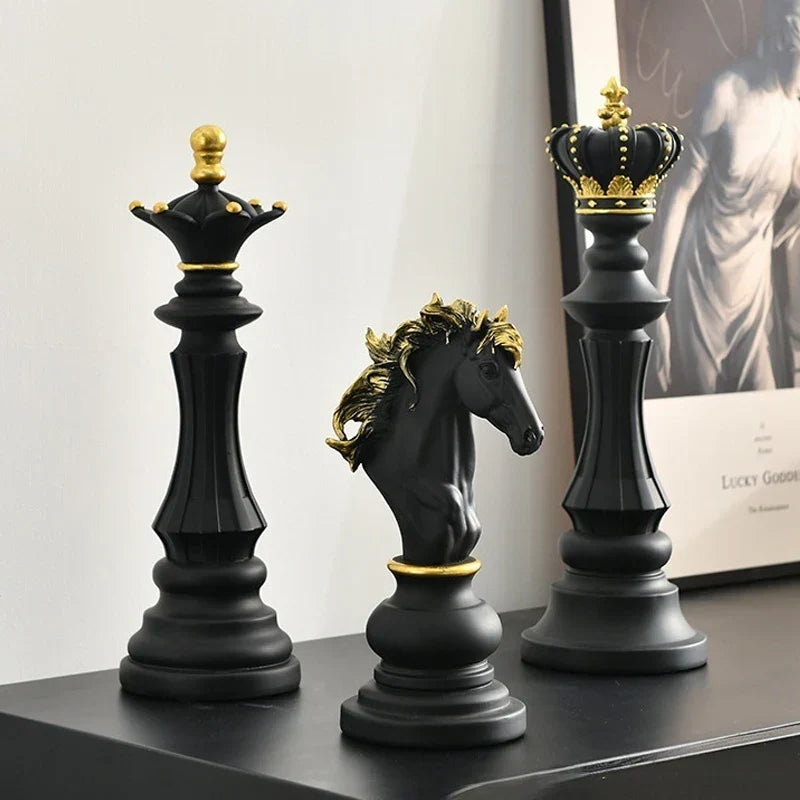 Elegant Chess Resin Sculptures