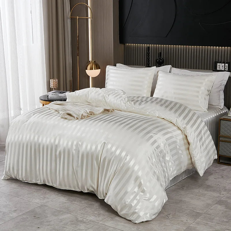 Luxurious Satin Stripe Bedding Set