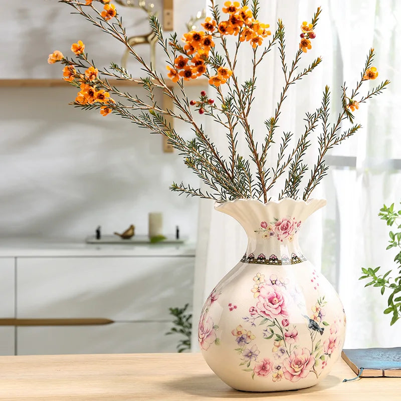 Elegant Floral Ceramic Vase