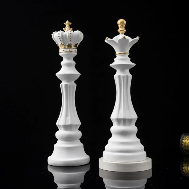 Elegant Chess Resin Sculptures