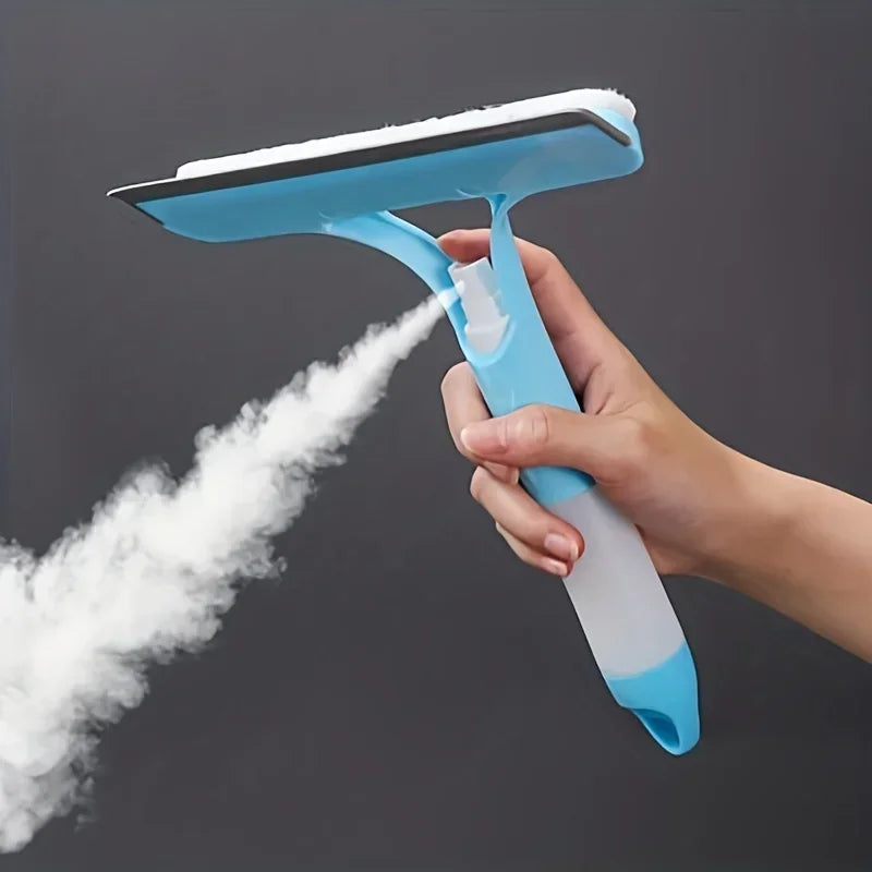 3-in-1 Window Cleaning Tool with Built-In Spray and Squeegee