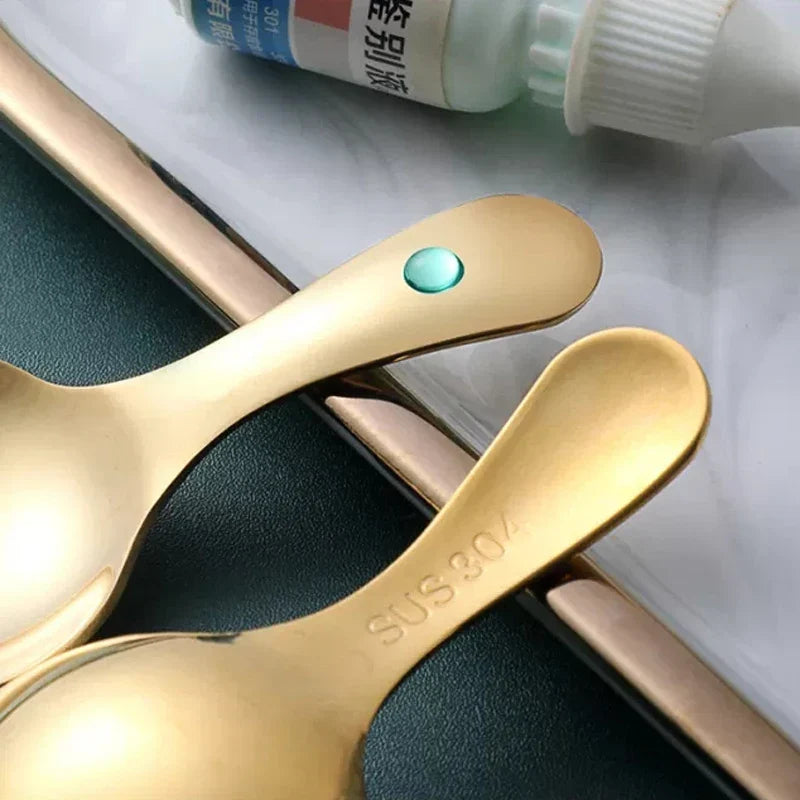 Elegant Gold Stainless Steel Mini Spoon Set