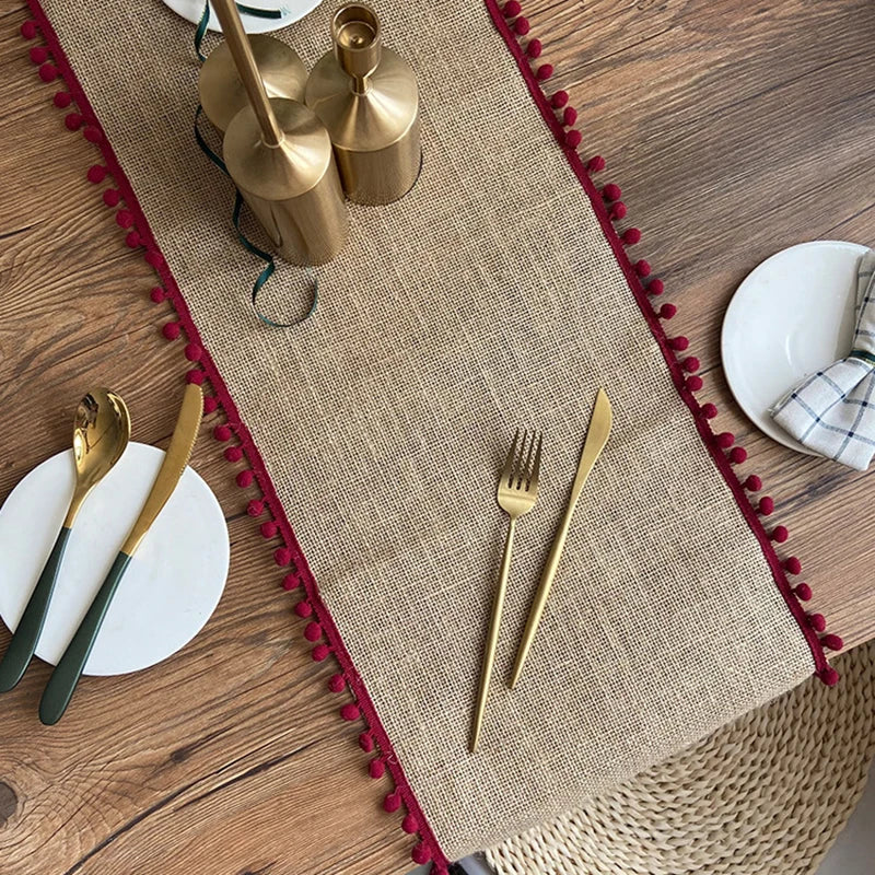 Elegant Jute Table Runner with Tassels