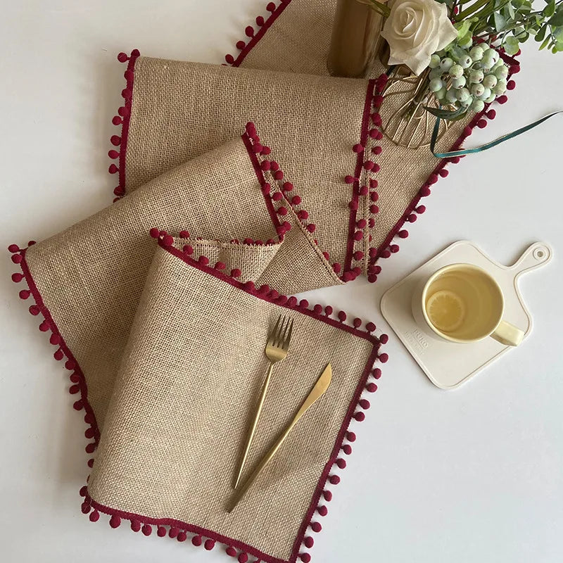 Elegant Jute Table Runner with Tassels