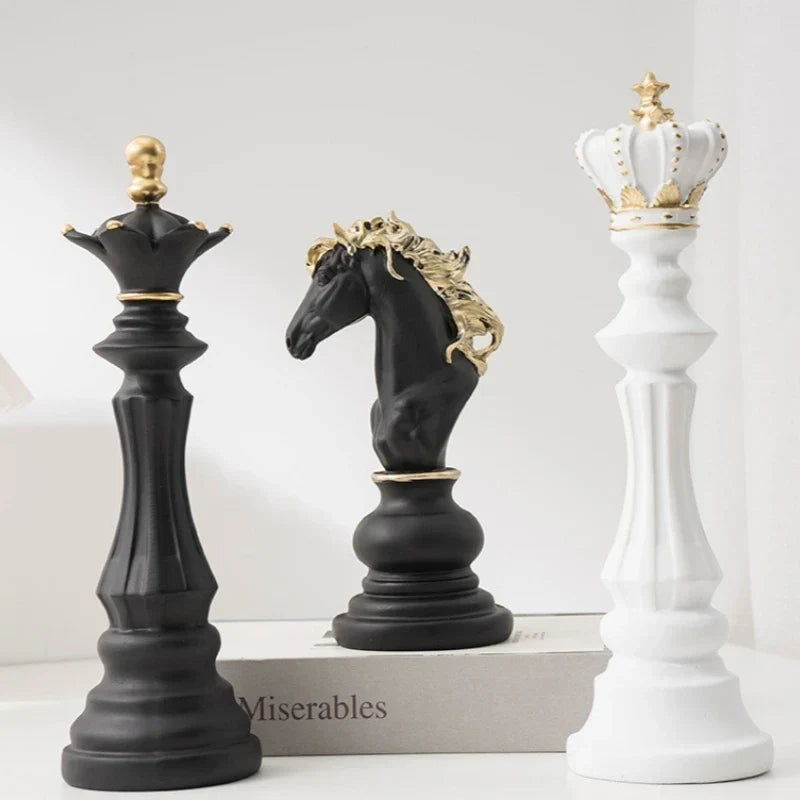 Elegant Chess Resin Sculptures
