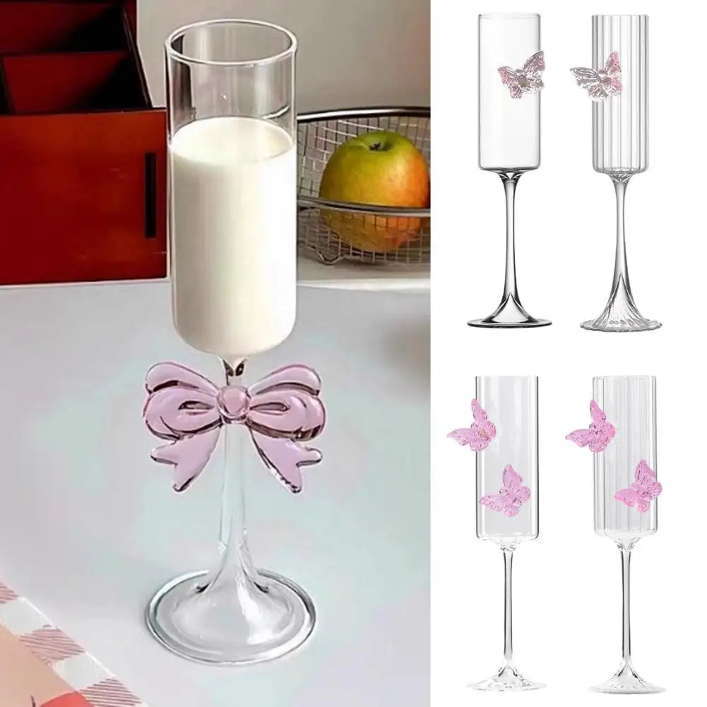 Pink Butterfly Champagne Flutes