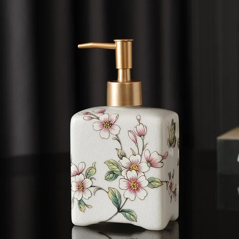 Elegant Floral Ceramic Lotion Dispenser