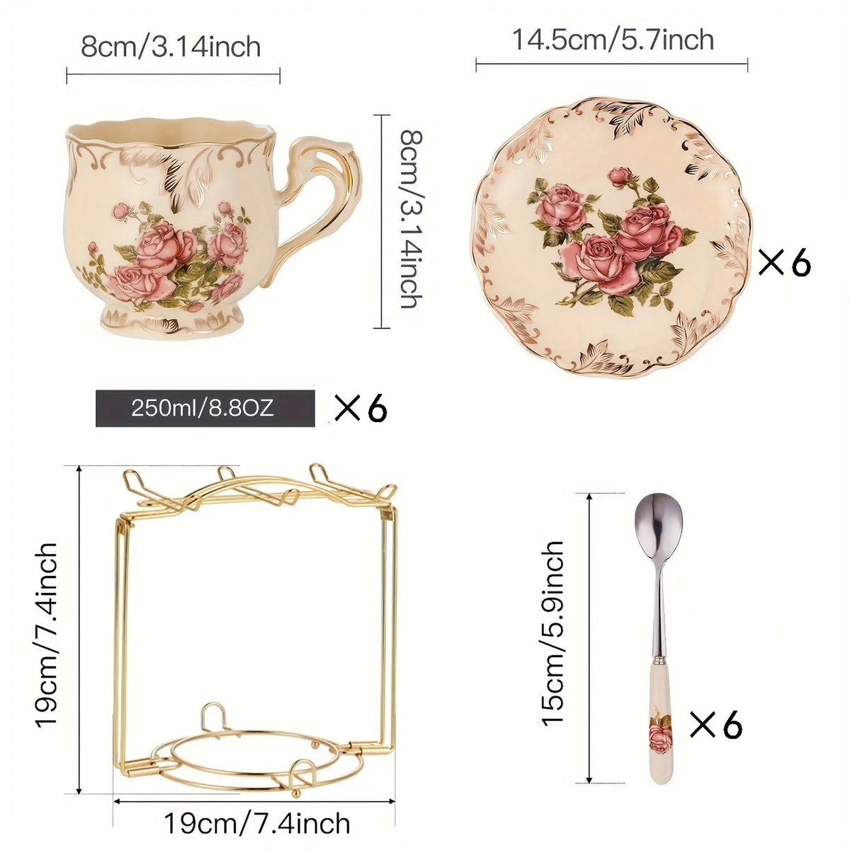 Elegant Ivory Floral Tea Set