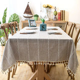 Elegant Striped Tablecloth with Tassels