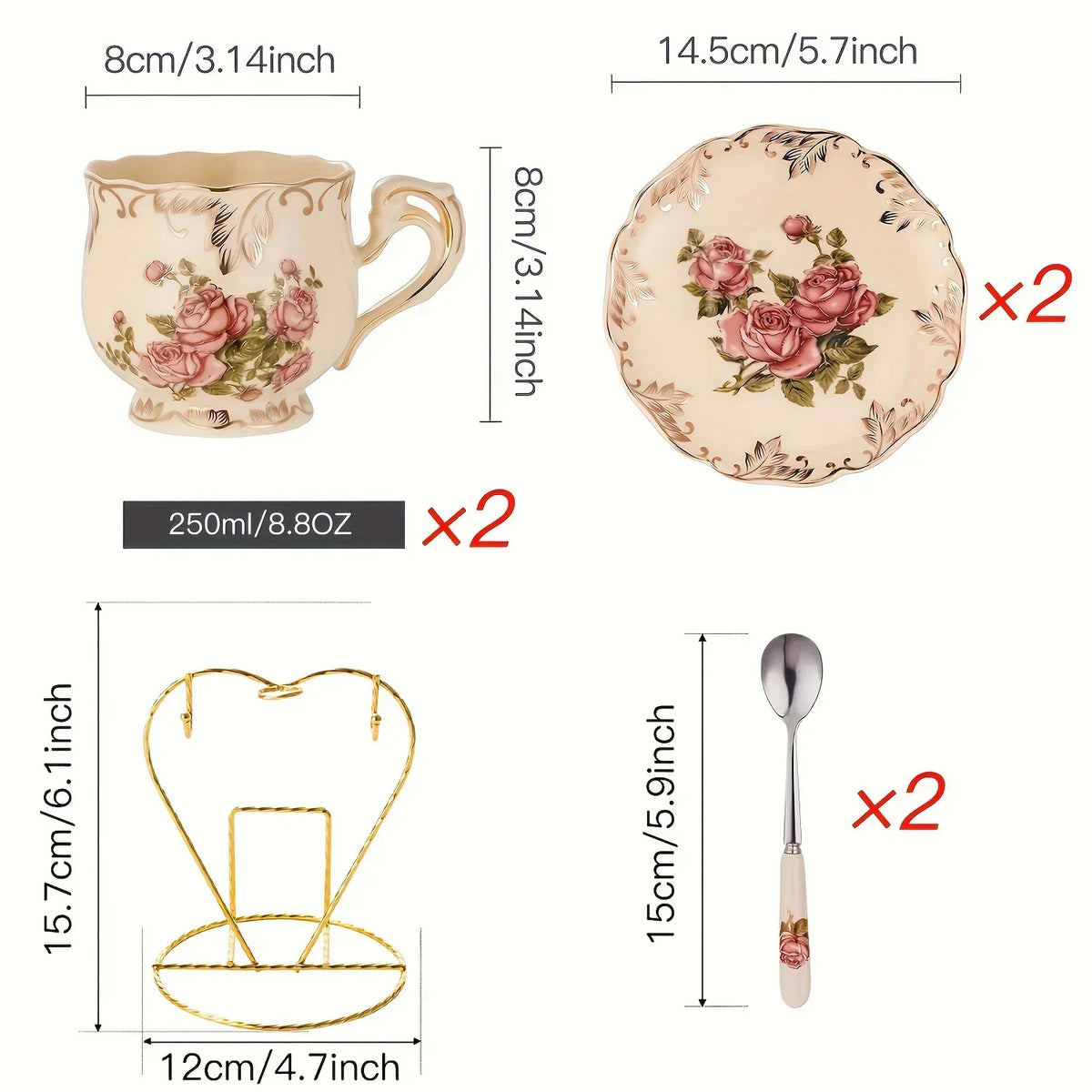 Elegant Ivory Floral Tea Set