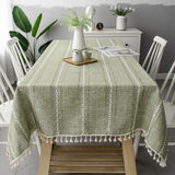 Elegant Striped Tablecloth with Tassels
