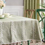 Elegant Striped Tablecloth with Tassels
