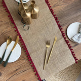 Elegant Jute Table Runner with Tassels
