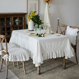 Elegant French Cotton Tablecloth with Lace