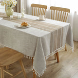Elegant Linen Blend Tablecloth with Tassels