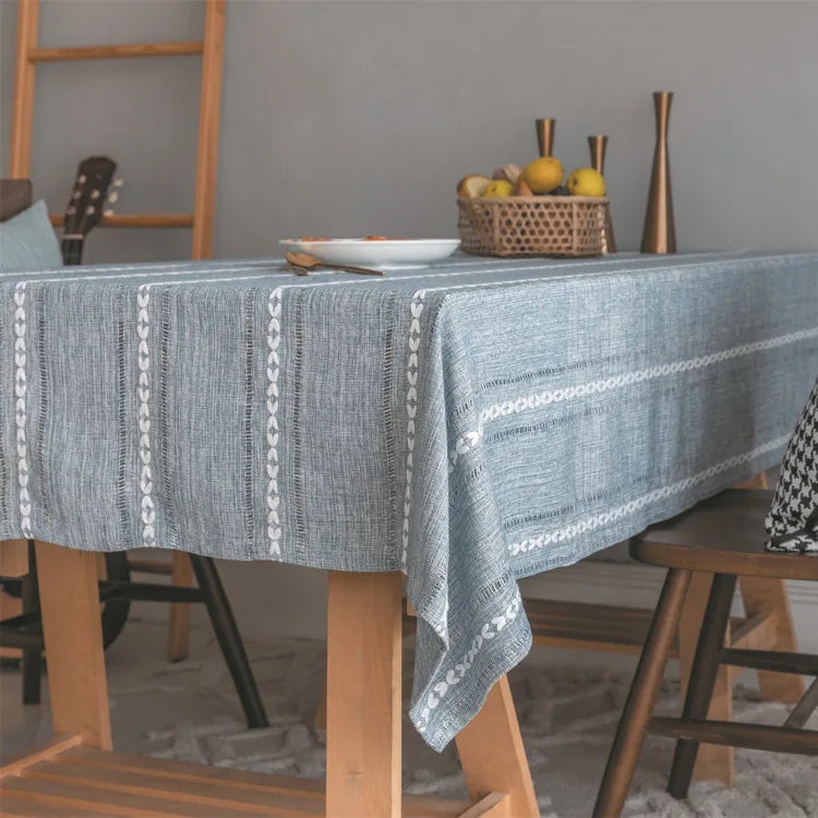 Elegant Striped Tablecloth with Tassels