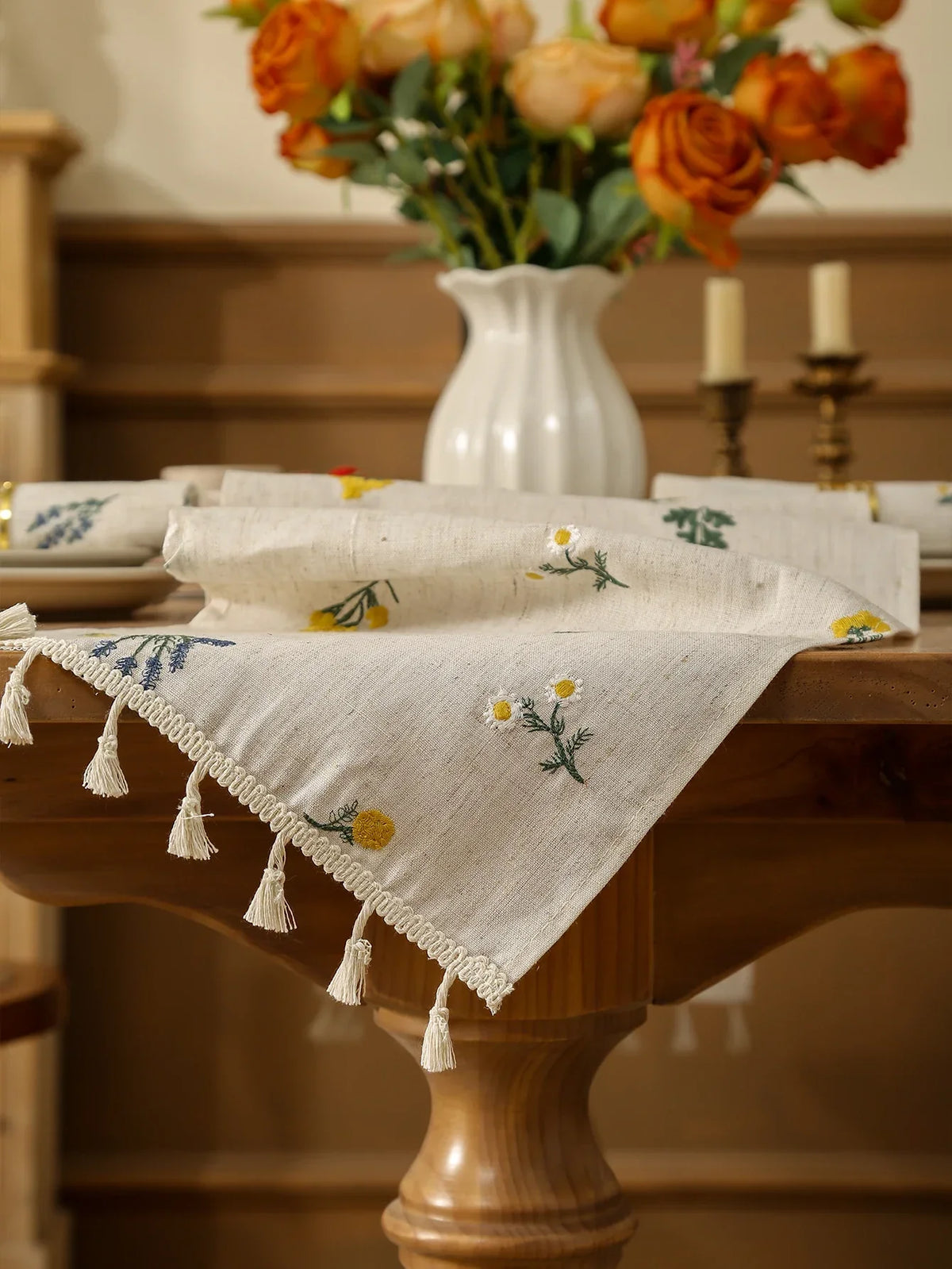 Rustic Fringed Tablecloth