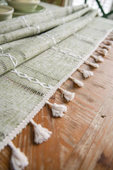 Elegant Striped Tablecloth with Tassels