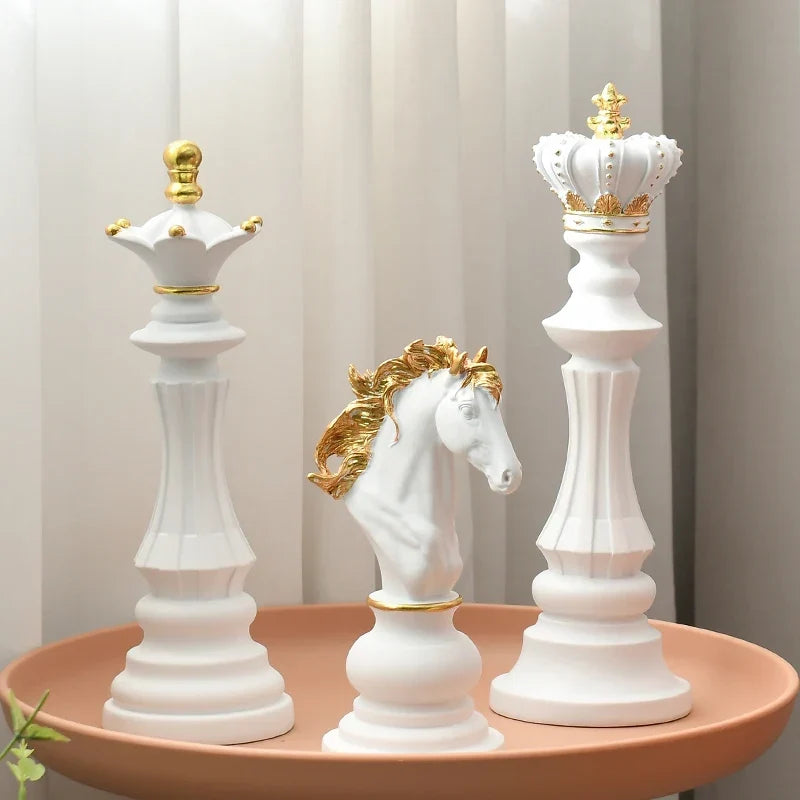 Elegant Chess Resin Sculptures
