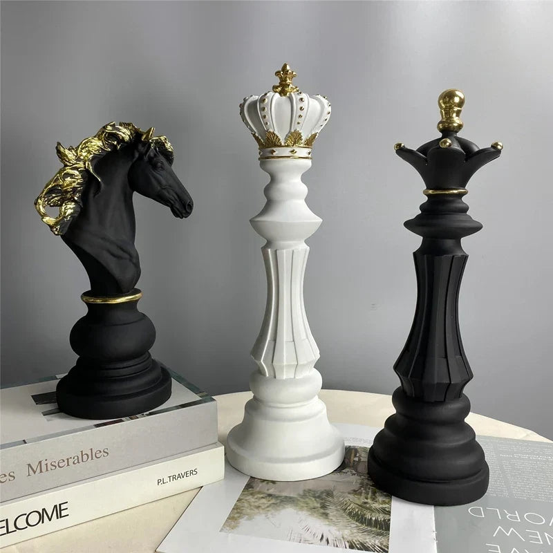 Elegant Chess Resin Sculptures