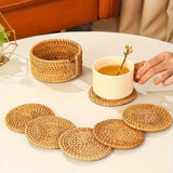 Rattan Coaster Set with Holder