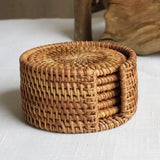 Rattan Coaster Set with Holder