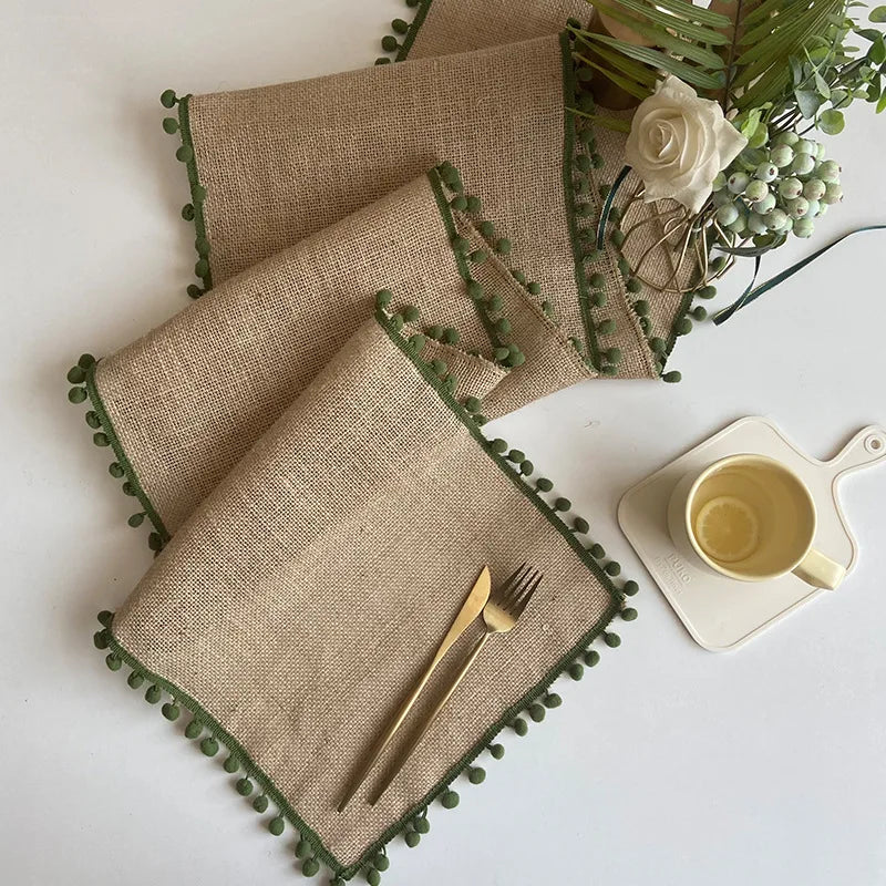 Elegant Jute Table Runner with Tassels