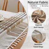 Elegant Linen Blend Tablecloth with Tassels