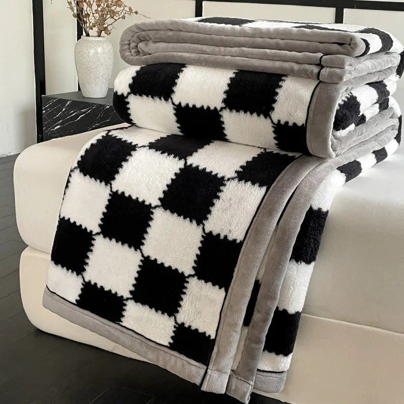 Cozy Checkered Plush Blanket