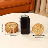 Rattan Coaster Set with Holder