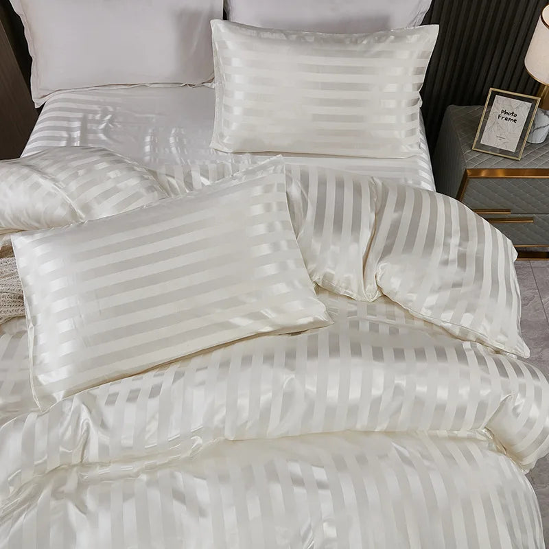 Luxurious Satin Stripe Bedding Set