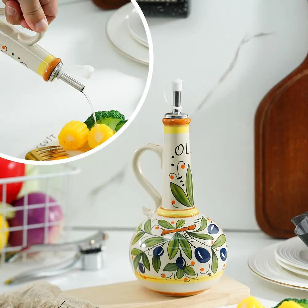 Hand-Painted Ceramic Oil Dispenser