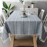 Elegant Striped Tablecloth with Tassels
