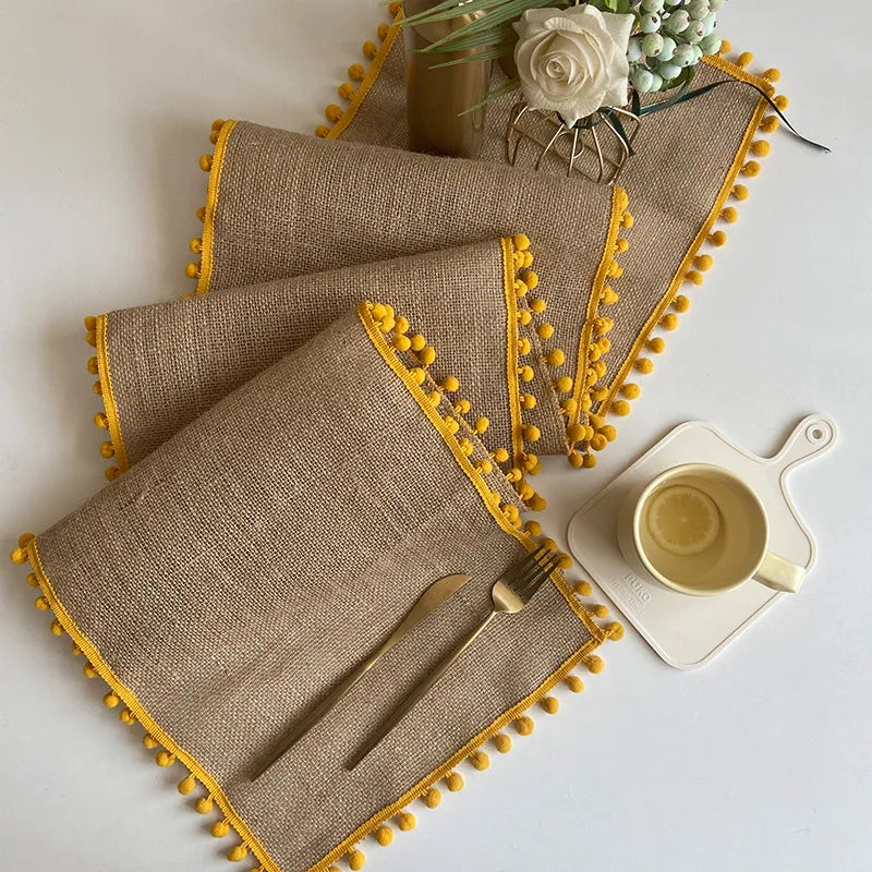 Elegant Jute Table Runner with Tassels