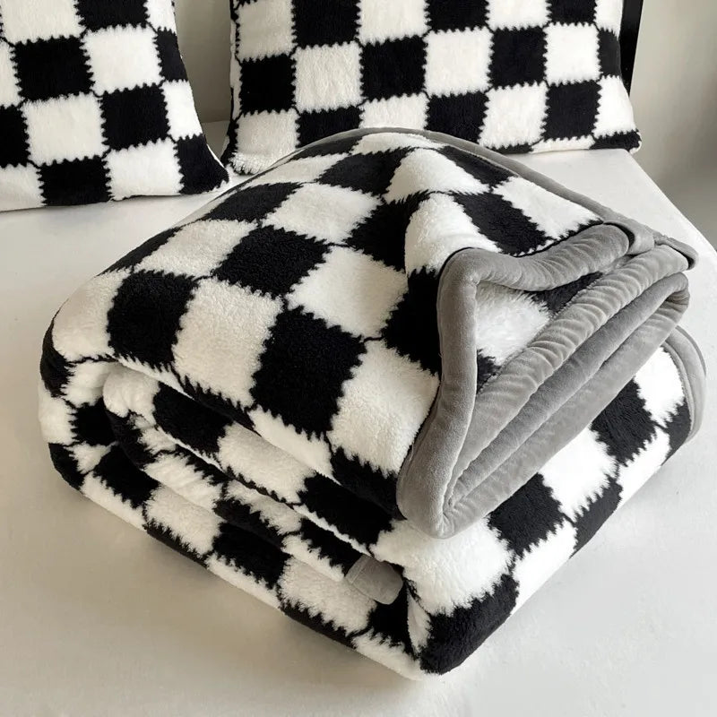 Cozy Checkered Plush Blanket