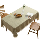 Mint Checkered Tablecloth with Tassels