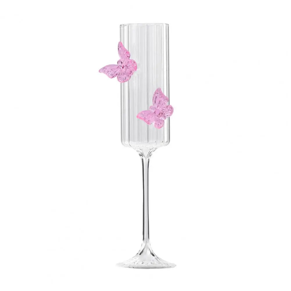 Pink Butterfly Champagne Flutes