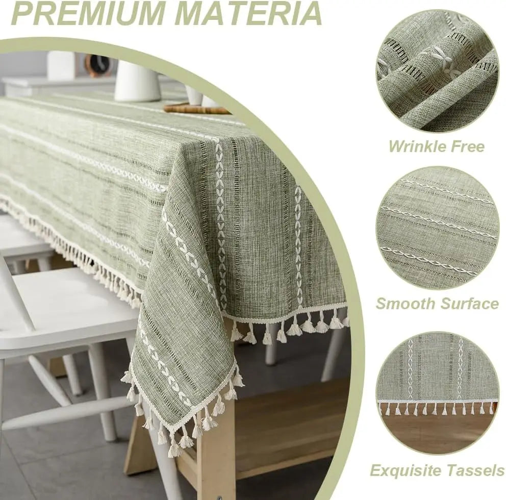 Elegant Striped Tablecloth with Tassels