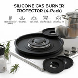 4-Pack Premium Silicone Gas Hob Protectors - Heat Resistant, Reusable & Oilproof Burner Covers